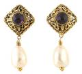 A Pair of Chanel Gripoix Purple and Pearl Earclips