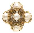 A Chanel Pearl and Amber Pate de Verre Brooch
