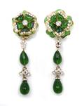 A Pair of Chanel Gripoix Green Camilla Flower Earclips