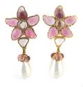 A Pair of Chanel Gripoix Pink Flower Earclips