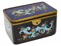 ENAMEL DECORATED BLUE GLASS BOX