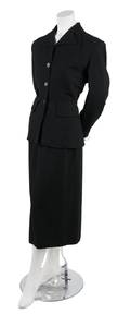 A Gilbert Adrian Black Wool Crepe Skirt Suit