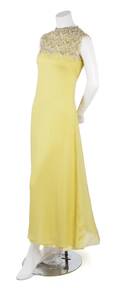 A Harvey Berin YellowGreen Chiffon Evening Gown
