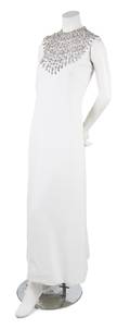 A Harvey Berin White Rhinestone Encrusted Evening Gown
