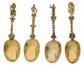 GROUP OF FOUR ASSORTED SILVER GILT SPOONS