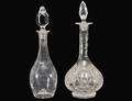 TWO GLASS DECANTERS