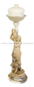 An Italian Alabaster Figural Lamp