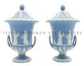 Two Wedgwood Jasperware Urns and Lids