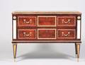 EMPIRE STYLE GILT BRONZE MOUNTED MAHOGANY COMMODE