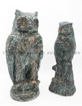 Two Painted Concrete Owls