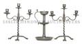 A Pair of Pewter ThreeLight Candelabra