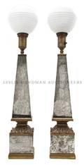 A Pair of Obelisk Form Table Lamps