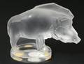 LALIQUE CRYSTAL BOAR PAPERWEIGHT