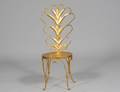 HAND HAMMERED GILT METAL SIDE CHAIR