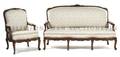 A Louis XV Style Walnut Settee and Fauteuil