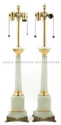 A Pair of Onyx and Gilt Metal Columns