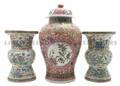 A Pair of Chinese Rose Medallion Vases