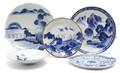A Group of Eight Asian Blue and White Chargers