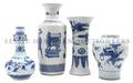 A Group of Asian Blue and White Porcelain Vases