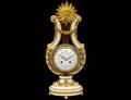 TIFFANY  CO GILT BRONZE AND MARBLE LYRE CLOCK