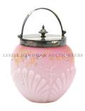 A Webb Enameled Glass and Silverplate Biscuit Barrel