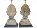 PAIR OF CAST STONE LAMPS