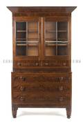 An American Empire Mahogany Veneer Secretary Bookcase