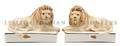 A Pair of English Pottery Lions