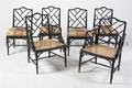 A Set of Six Chippendale Style Faux Bamboo Side Chairs