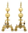 A Pair of Dutch Baroque Style Brass Andirons