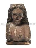 A Polychrome Decorated Wood Bust