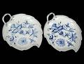 TWO MEISSEN PORCELAIN LEAF SHAPED DISHES