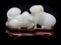 A Chinese White Jade Model of Three Rams