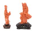 A Group of Two Chinese Coral Carved Figures
