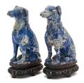 A Pair of Chinese Carved Lapis Dogs