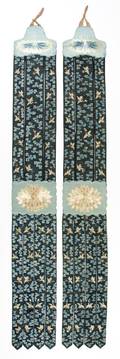 A Pair of Chinese Embroidered Temple Hangings