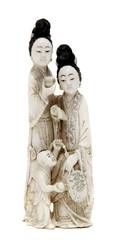 A Chinese Carved Ivory Figural Group