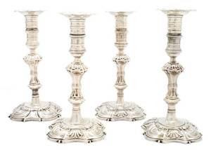 A Set of Four English Silver Candlesticks