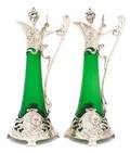 A Pair of German Silverplate and Glass Art Nouveau Ewers WMF