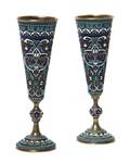 A Pair of Russian Silver Enameled Beakers