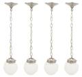 A Set of Four Molded and Frosted Glass Pendant Fixtures