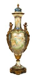 A Sevres Style Gilt Bronze Mounted Urn