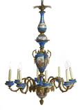 A Sevres Style Gilt Metal Mounted EightLight Chandelier