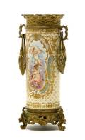 A Sevres Style Gilt Metal Mounted Vase