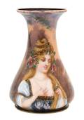A French Enamel on Copper Cabinet Vase