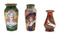 A Collection of Three French Enamel on Copper Cabinet Vases