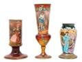 A Collection of Three French Enamel on Copper Cabinet Vases