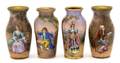 A Group of Four French Enamel on Copper Vases