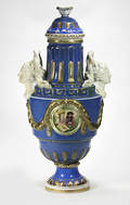 414 Sevres Style Dresden Porcelain Covered Urn