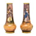 A Pair of French Enamel on Copper Cabinet Vases